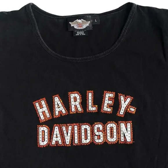 Y2K Harley Davidson Tee Top T-shirt Women Size Large - Picture 2 of 5